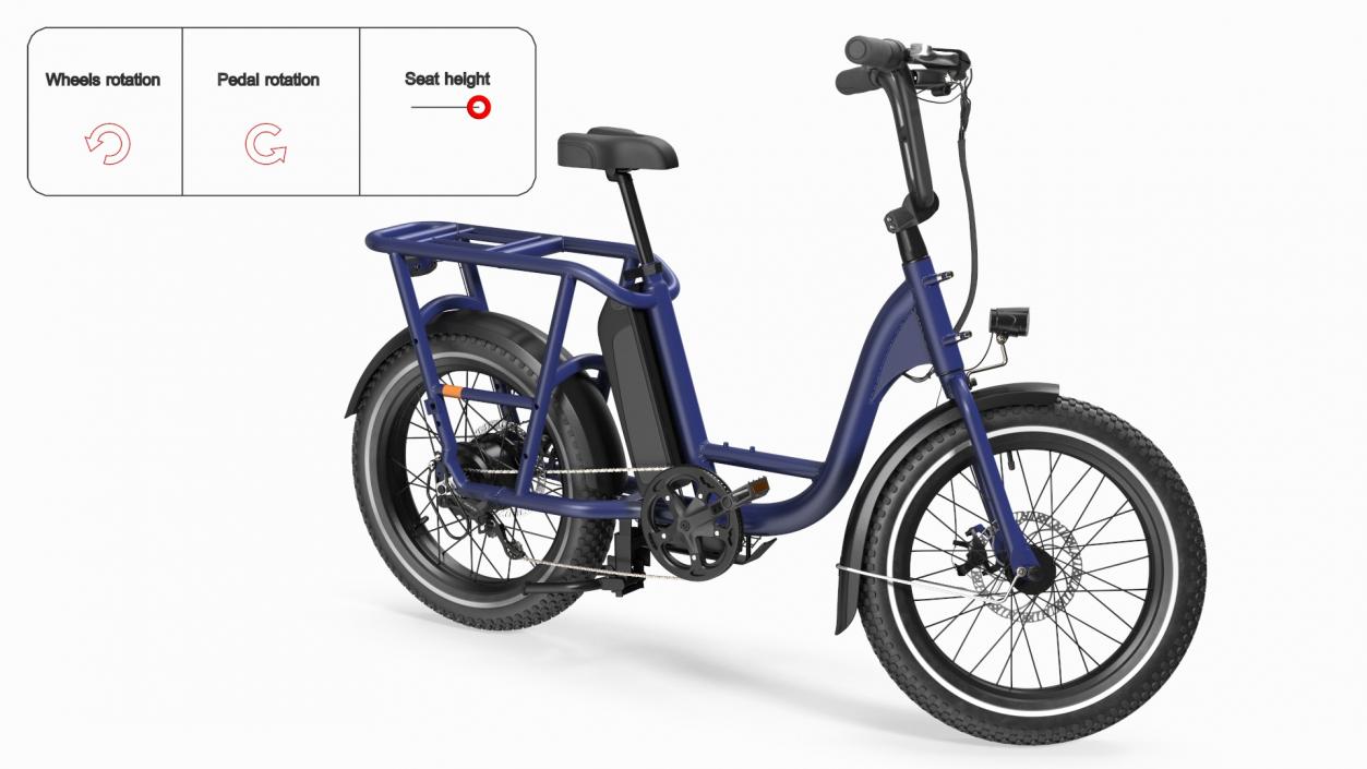 3D model Electric Cargo Bike Blue Rigged for Cinema 4D