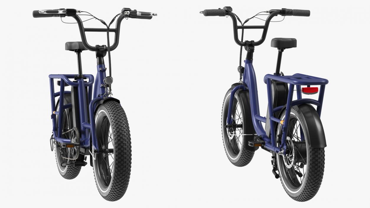 3D model Electric Cargo Bike Blue Rigged for Cinema 4D