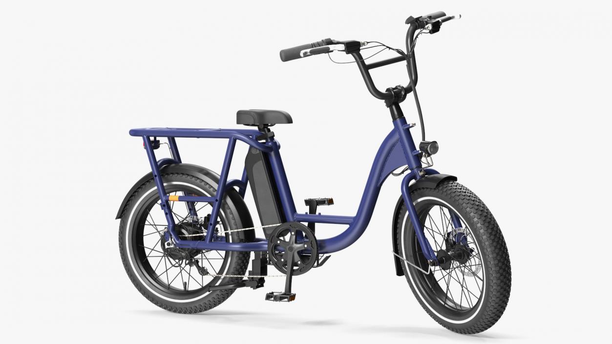 3D model Electric Cargo Bike Blue Rigged for Cinema 4D