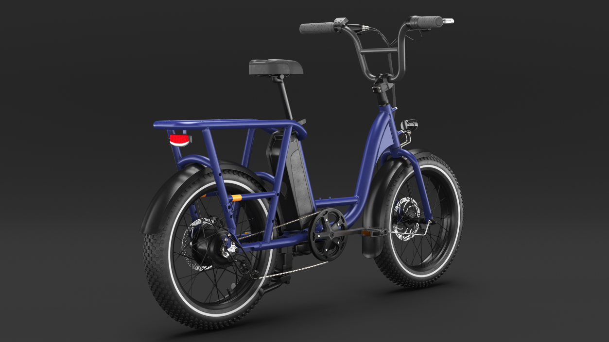 3D model Electric Cargo Bike Blue Rigged for Cinema 4D