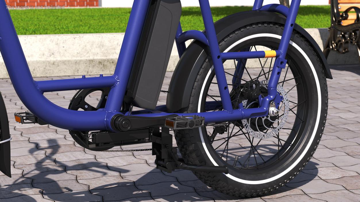 3D model Electric Cargo Bike Blue Rigged for Cinema 4D