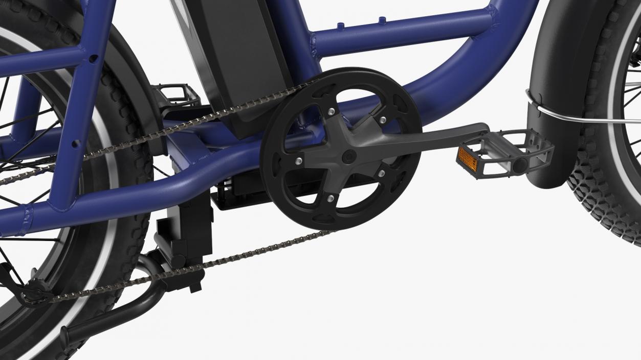 3D model Electric Cargo Bike Blue Rigged for Cinema 4D