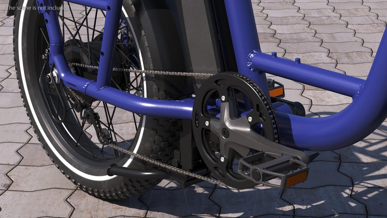 3D model Electric Cargo Bike Blue Rigged for Cinema 4D