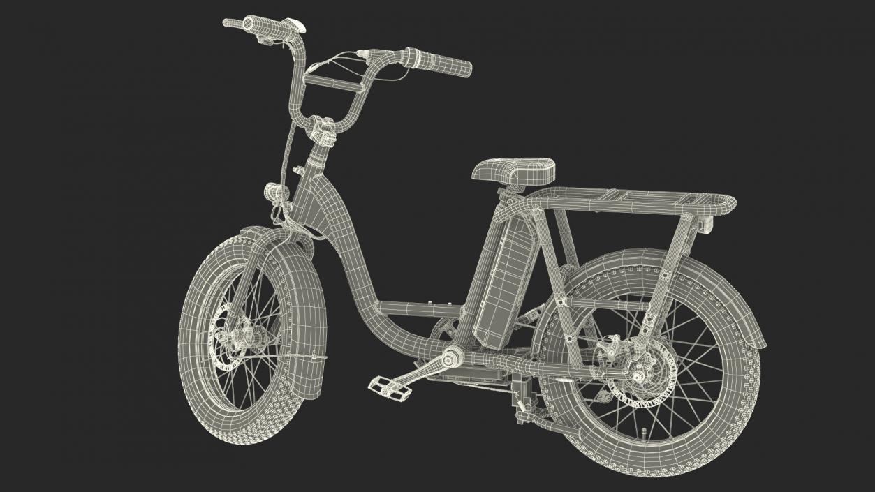 3D model Electric Cargo Bike Blue Rigged for Cinema 4D