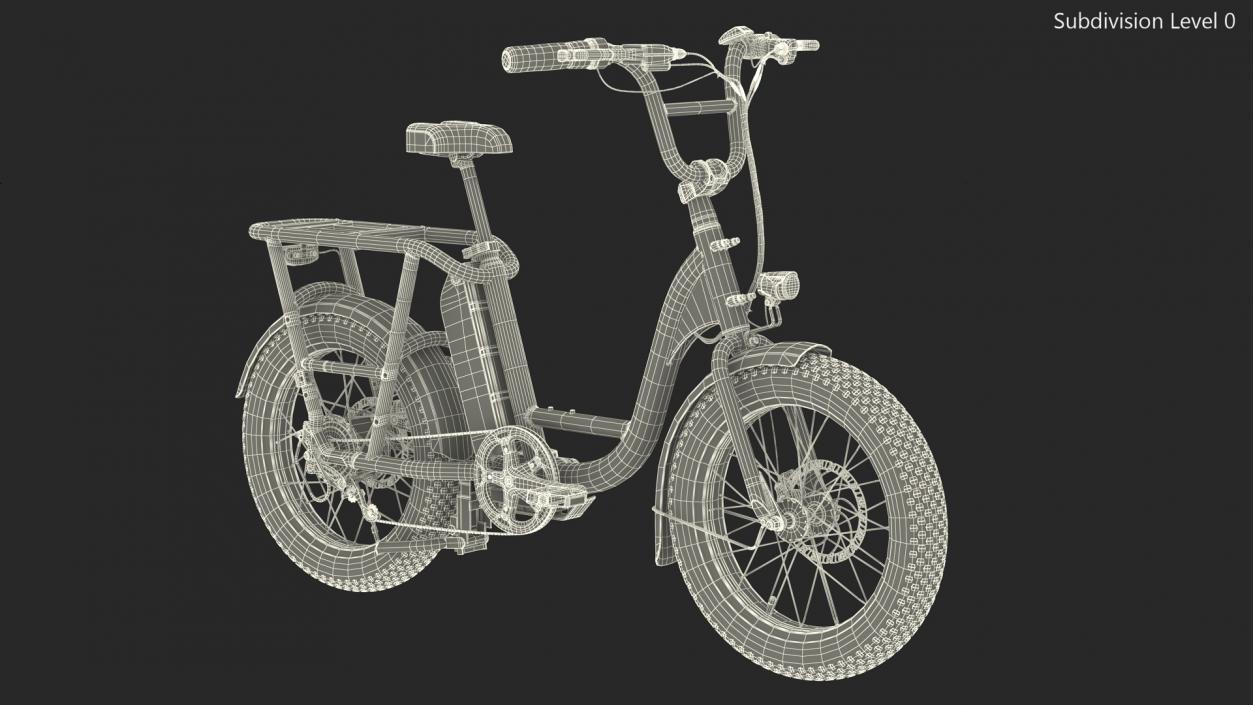 3D model Electric Cargo Bike Blue Rigged for Cinema 4D