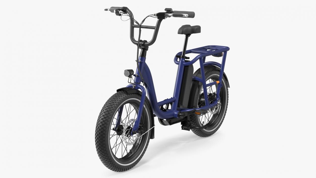 3D model Electric Cargo Bike Blue Rigged for Cinema 4D