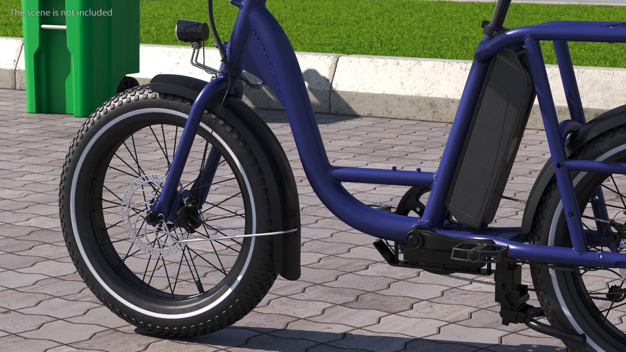 3D model Electric Cargo Bike Blue Rigged for Cinema 4D