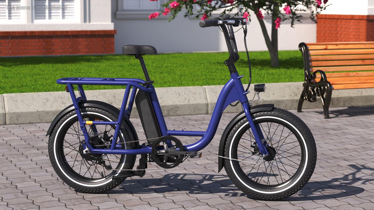 3D model Electric Cargo Bike Blue Rigged for Cinema 4D