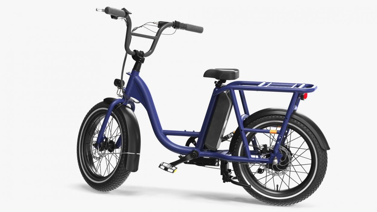 3D model Electric Cargo Bike Blue Rigged for Cinema 4D