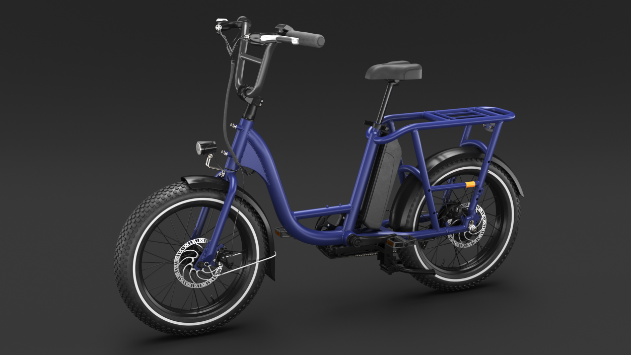 3D model Electric Cargo Bike Blue Rigged for Cinema 4D