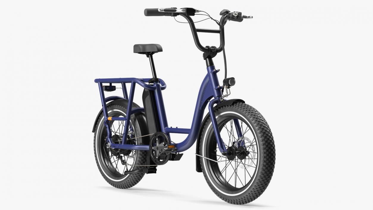 3D model Electric Cargo Bike Blue Rigged for Cinema 4D