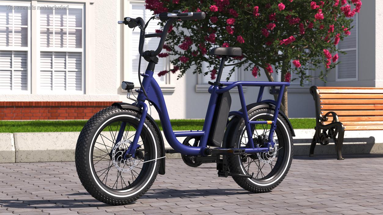 3D model Electric Cargo Bike Blue Rigged for Cinema 4D