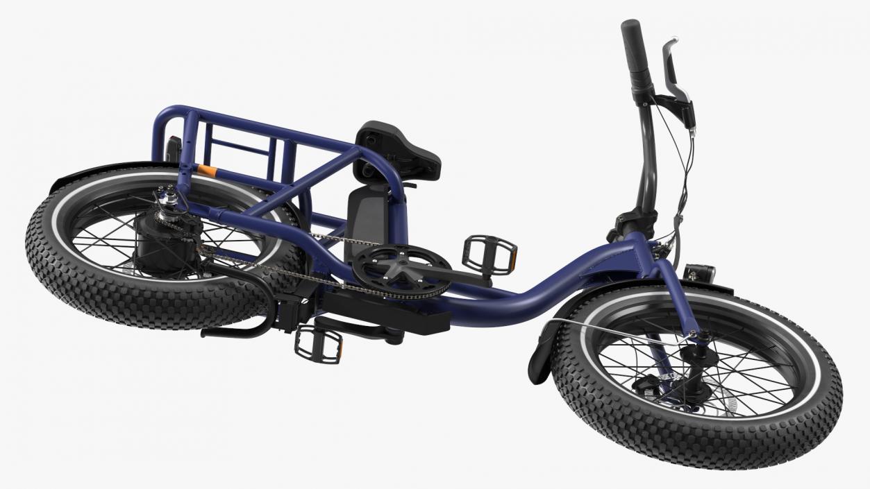 3D model Electric Cargo Bike Blue Rigged for Cinema 4D