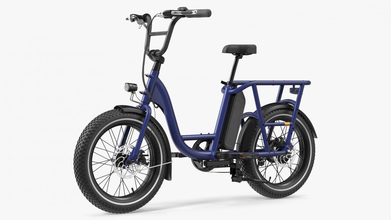 3D model Electric Cargo Bike Blue Rigged for Cinema 4D