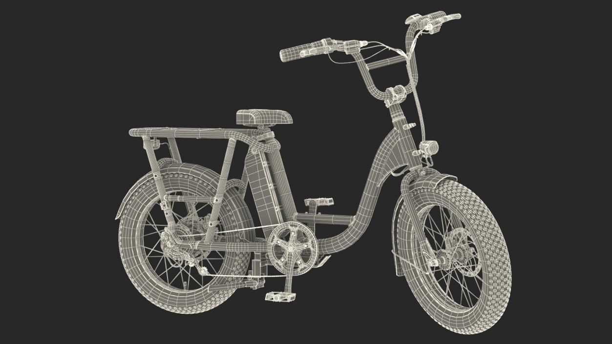 3D model Electric Cargo Bike Blue Rigged for Cinema 4D