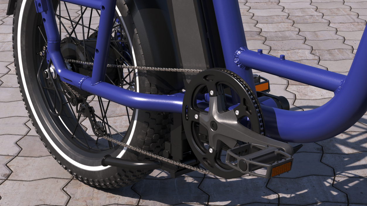 3D model Electric Cargo Bike Blue Rigged for Cinema 4D