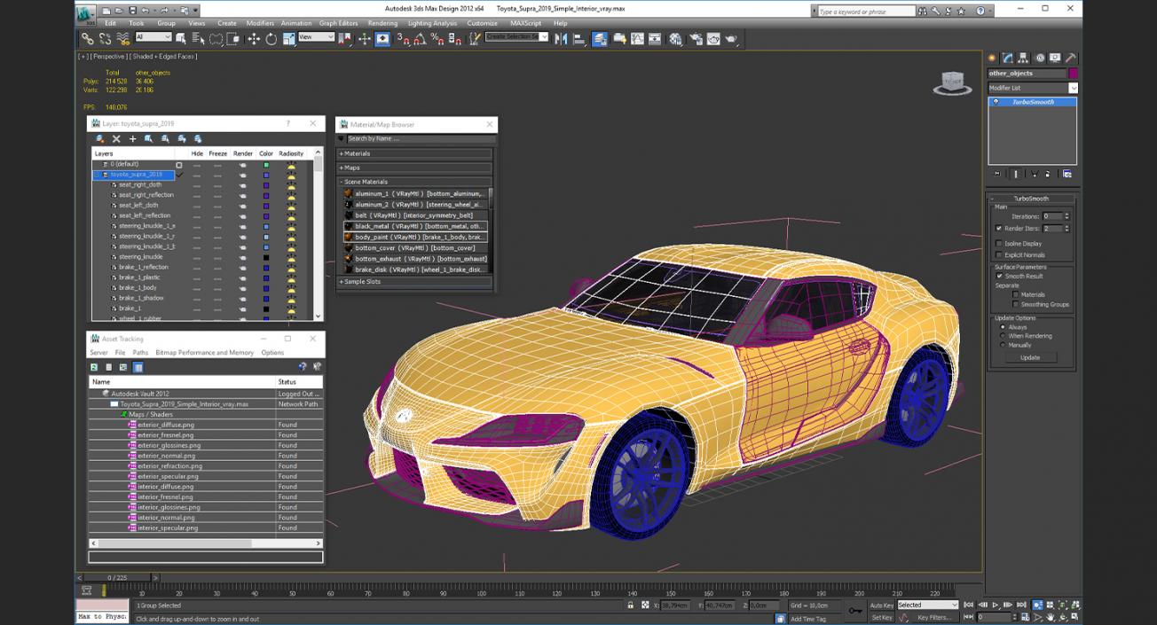 3D Toyota Supra 2019 Simple Interior model