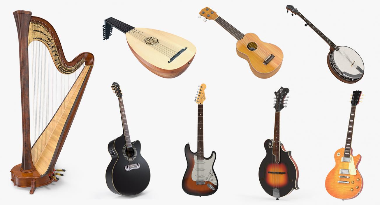 3D Stringed Instruments 3D Models Collection 3 model