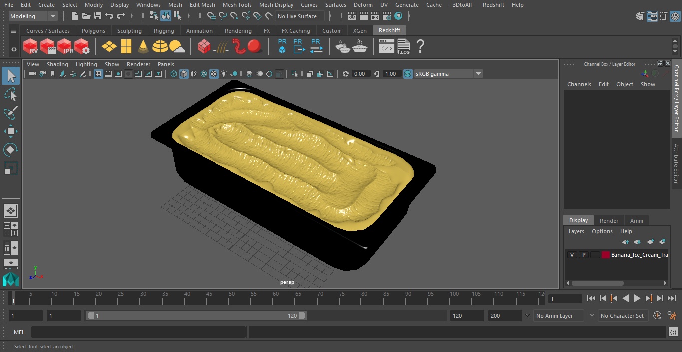 3D Banana Ice Cream Tray