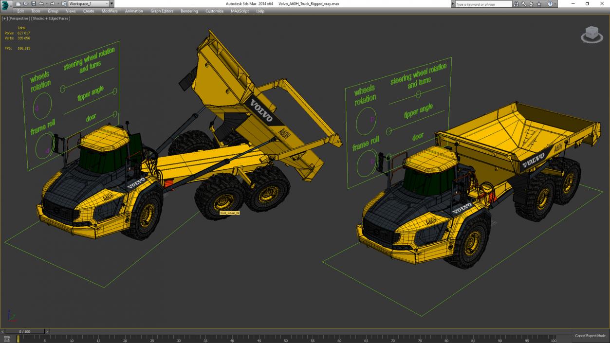 3D Volvo A60H Truck Rigged model