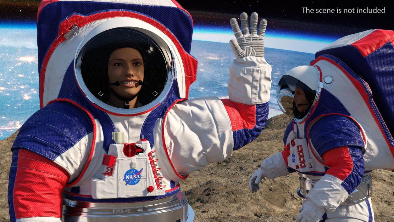 3D Female Astronaut NASA xEMU Spacesuit Rigged model