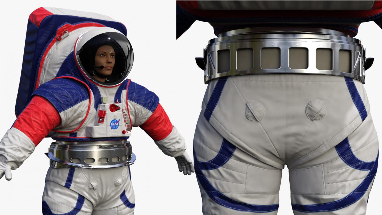 3D Female Astronaut NASA xEMU Spacesuit Rigged model