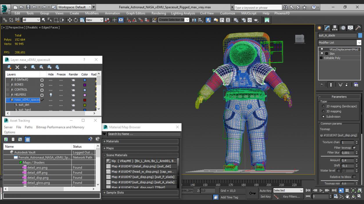 3D Female Astronaut NASA xEMU Spacesuit Rigged model