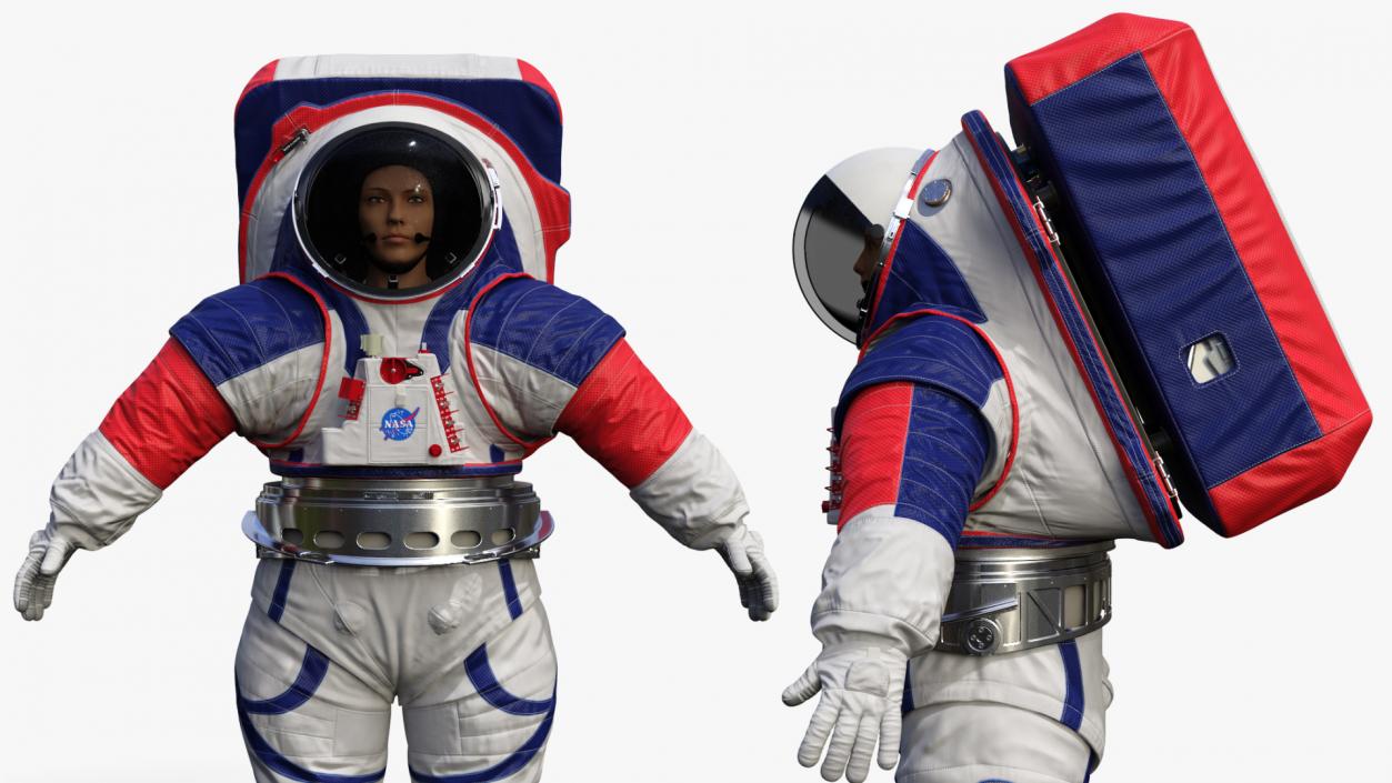 3D Female Astronaut NASA xEMU Spacesuit Rigged model