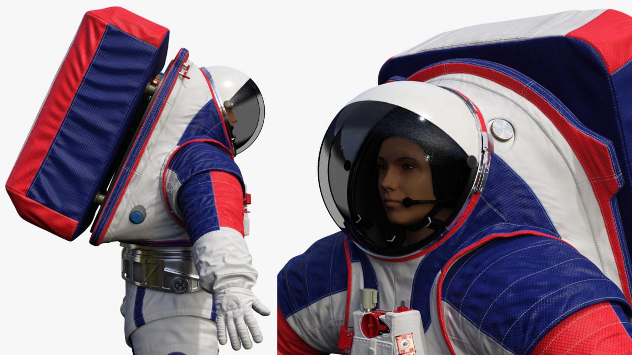 3D Female Astronaut NASA xEMU Spacesuit Rigged model