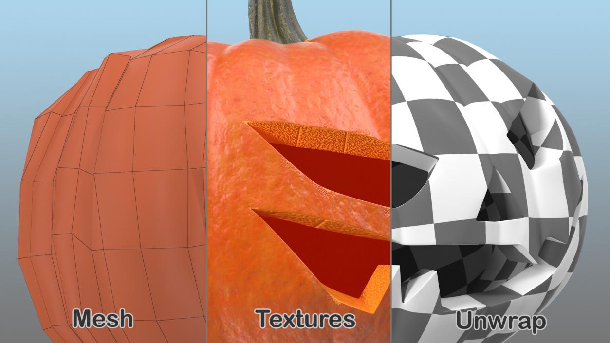 3D Scary Halloween Pumpkin model