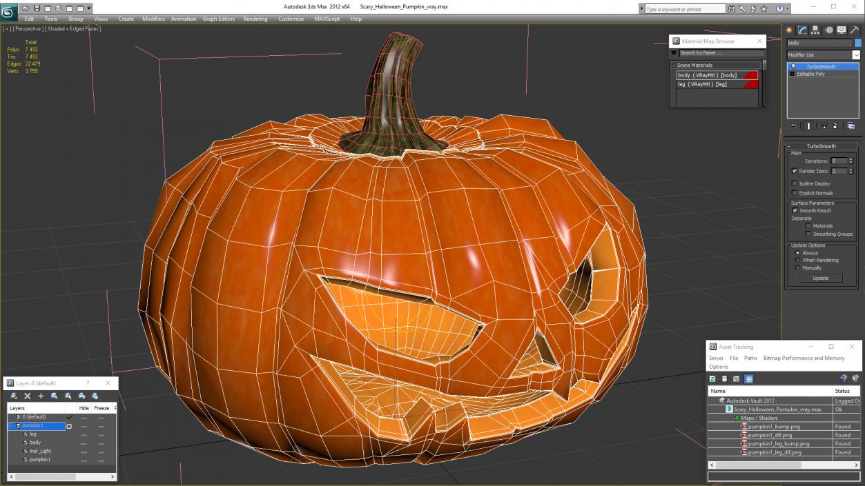 3D Scary Halloween Pumpkin model