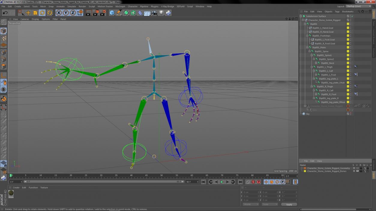 Character Stone Golem Rigged for Cinema 4D 2 3D model