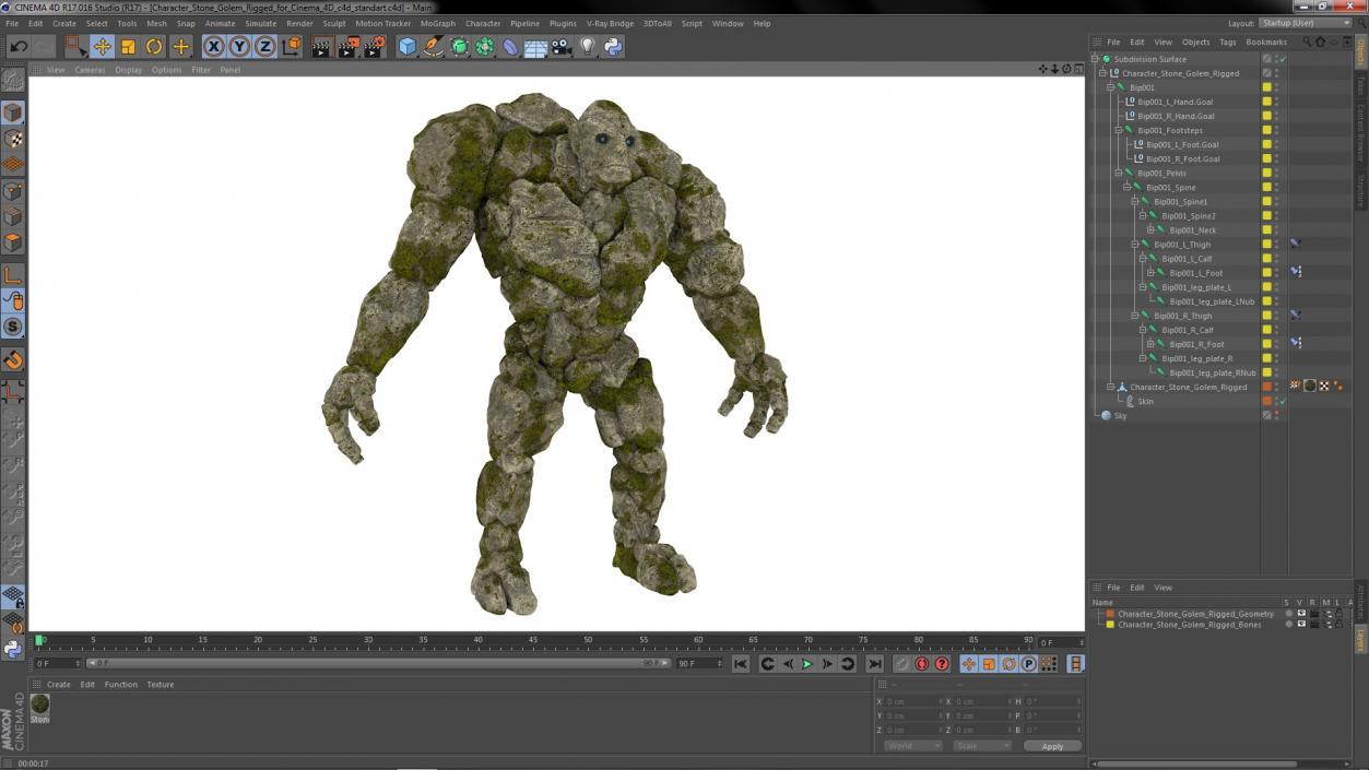 Character Stone Golem Rigged for Cinema 4D 2 3D model