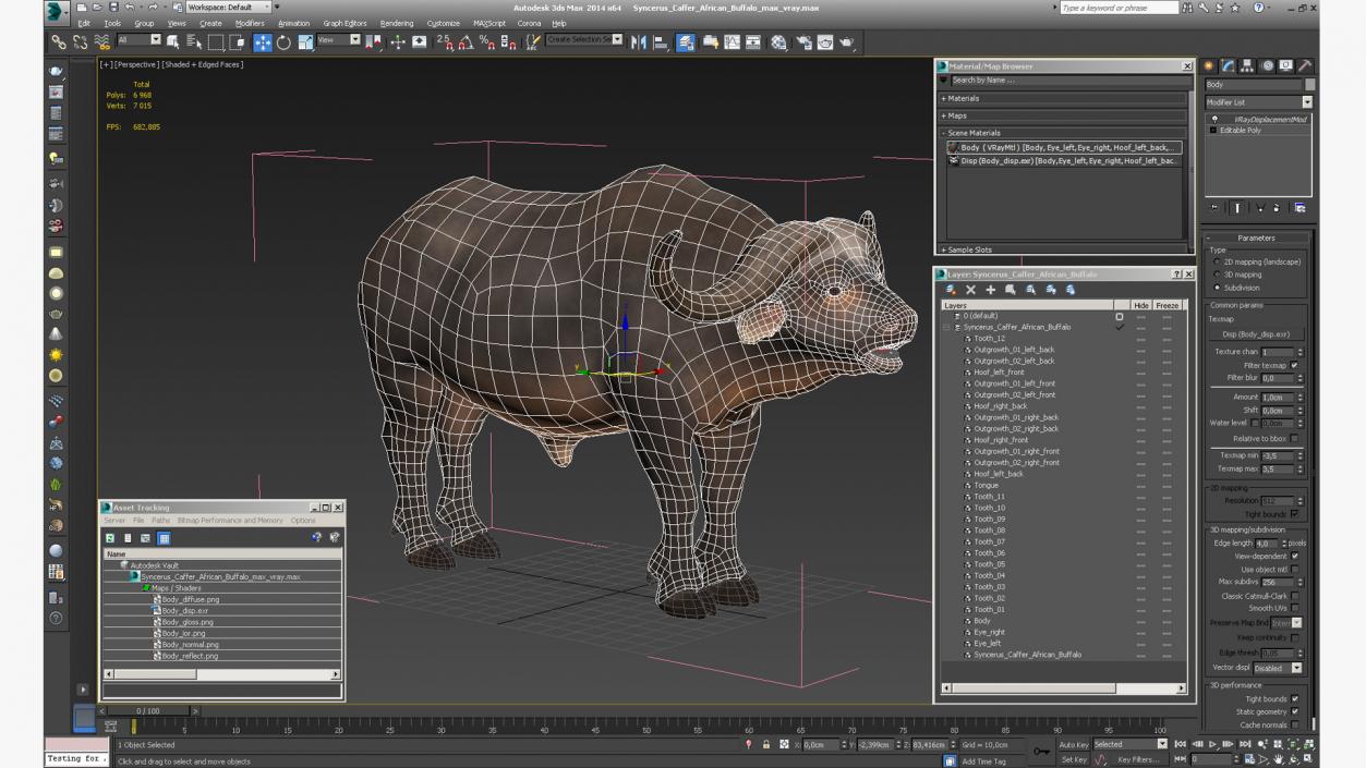 3D Syncerus Caffer African Buffalo