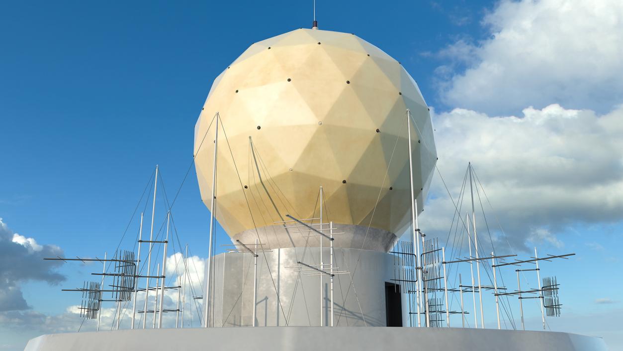 3D model Round Radar Tower Antenna