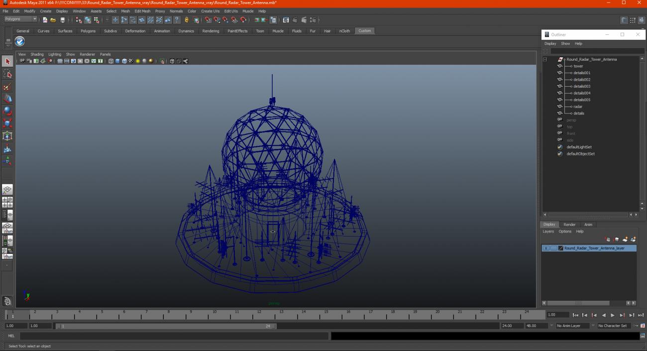 3D model Round Radar Tower Antenna