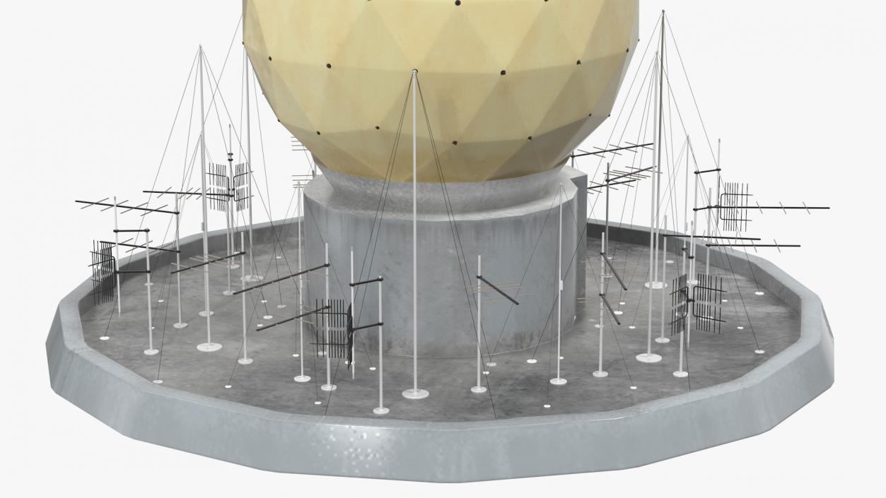 3D model Round Radar Tower Antenna