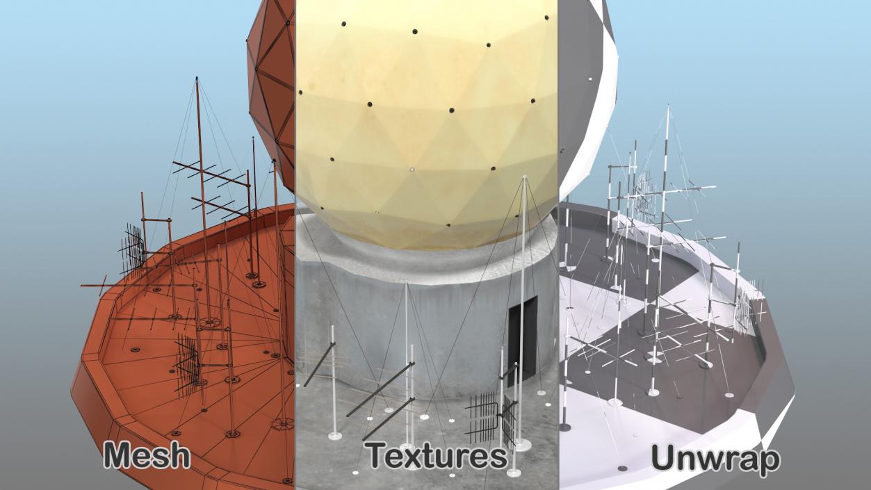 3D model Round Radar Tower Antenna