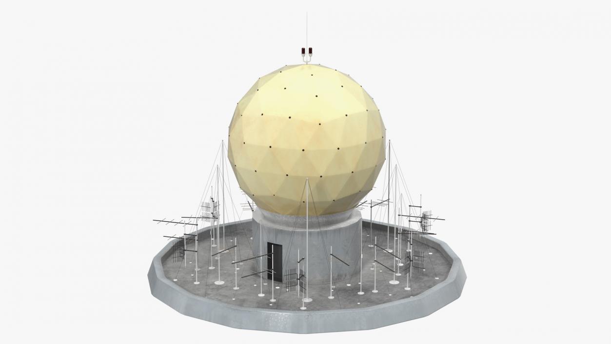 3D model Round Radar Tower Antenna