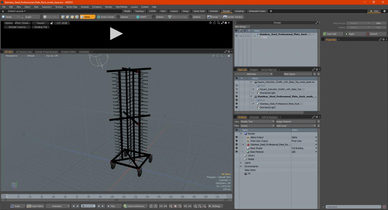 Stainless Steel Professional Plate Rack 3D model