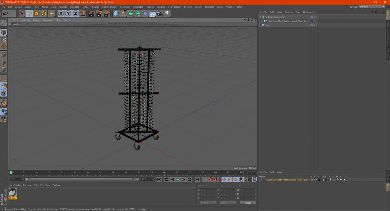 Stainless Steel Professional Plate Rack 3D model