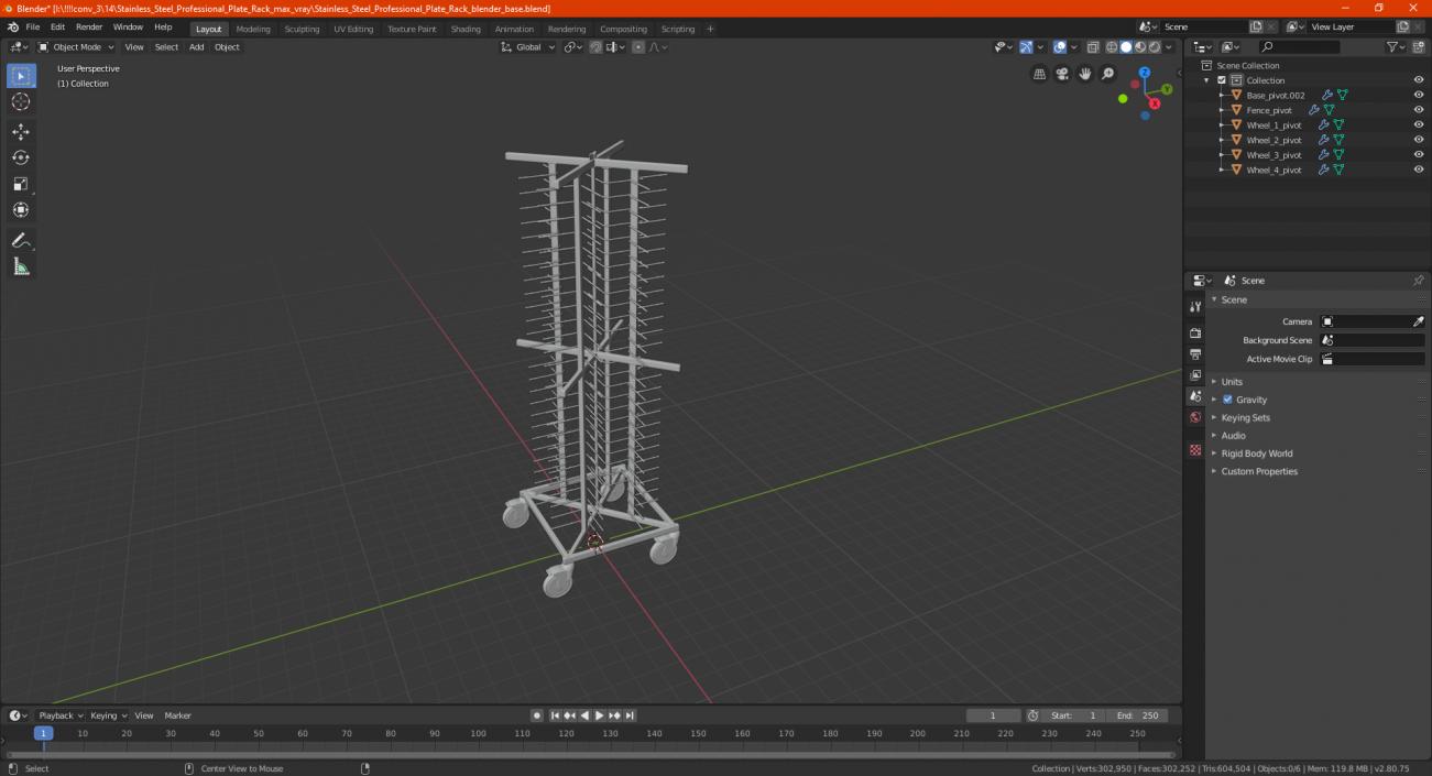 Stainless Steel Professional Plate Rack 3D model