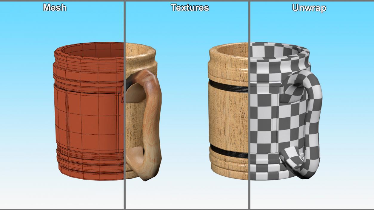 3D model Wooden Beer Mug