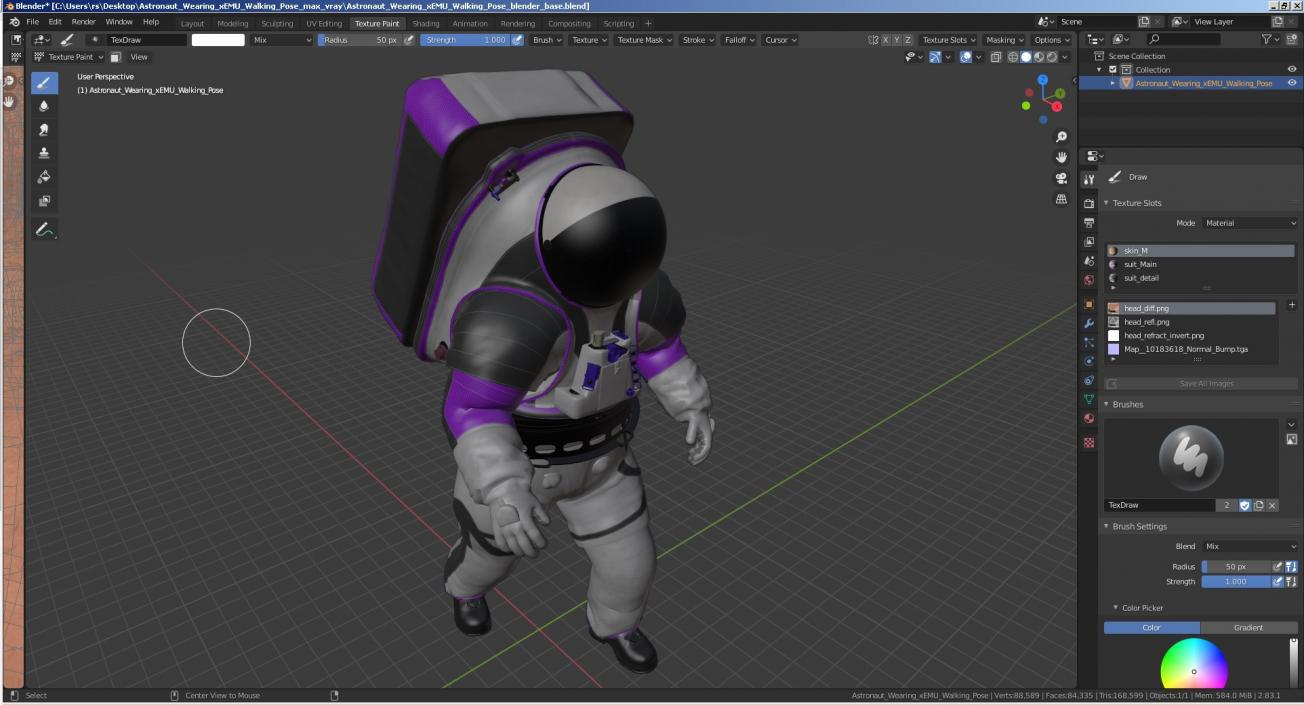 3D model Astronaut Wearing xEMU Walking Pose