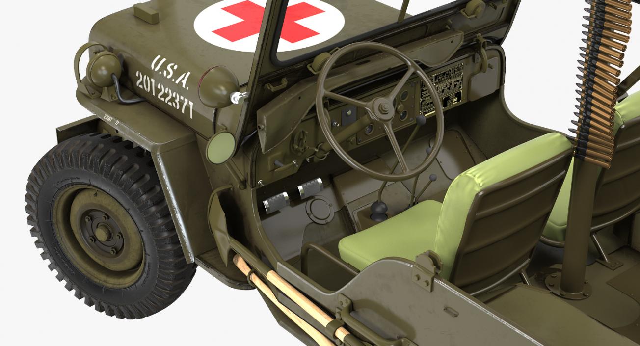 3D Jeep Willys MB Ambulance Rigged