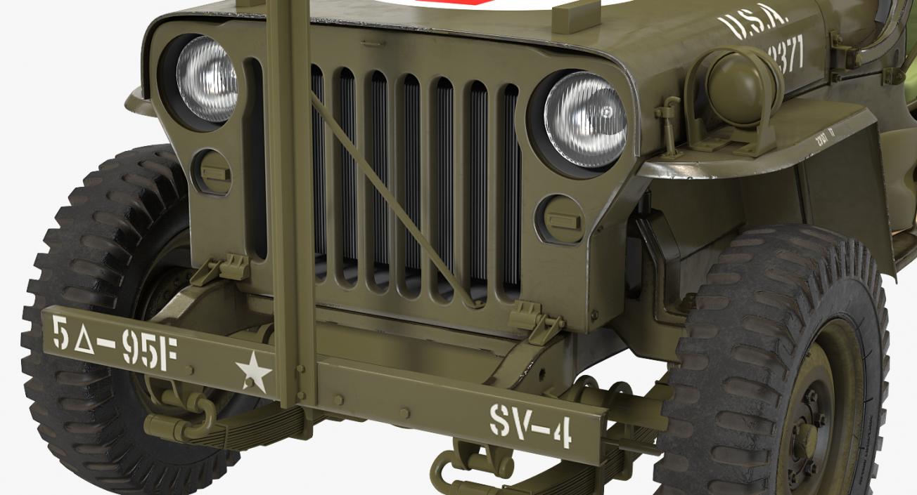 3D Jeep Willys MB Ambulance Rigged