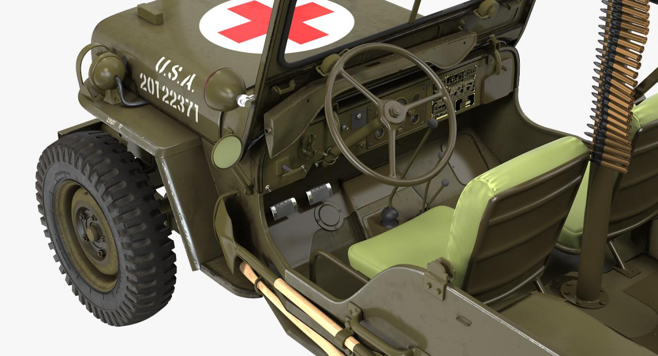 3D Jeep Willys MB Ambulance Rigged