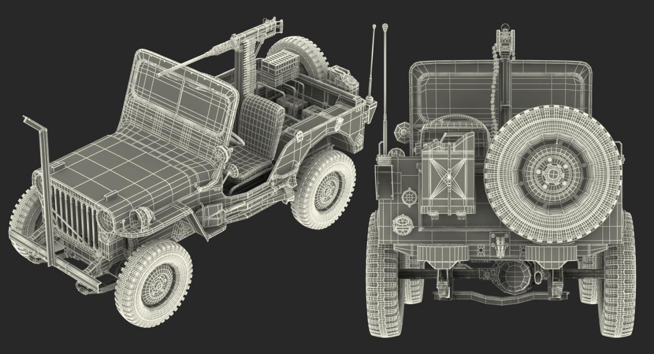 3D Jeep Willys MB Ambulance Rigged