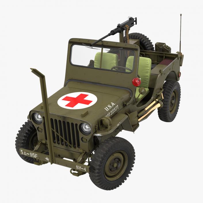 3D Jeep Willys MB Ambulance Rigged