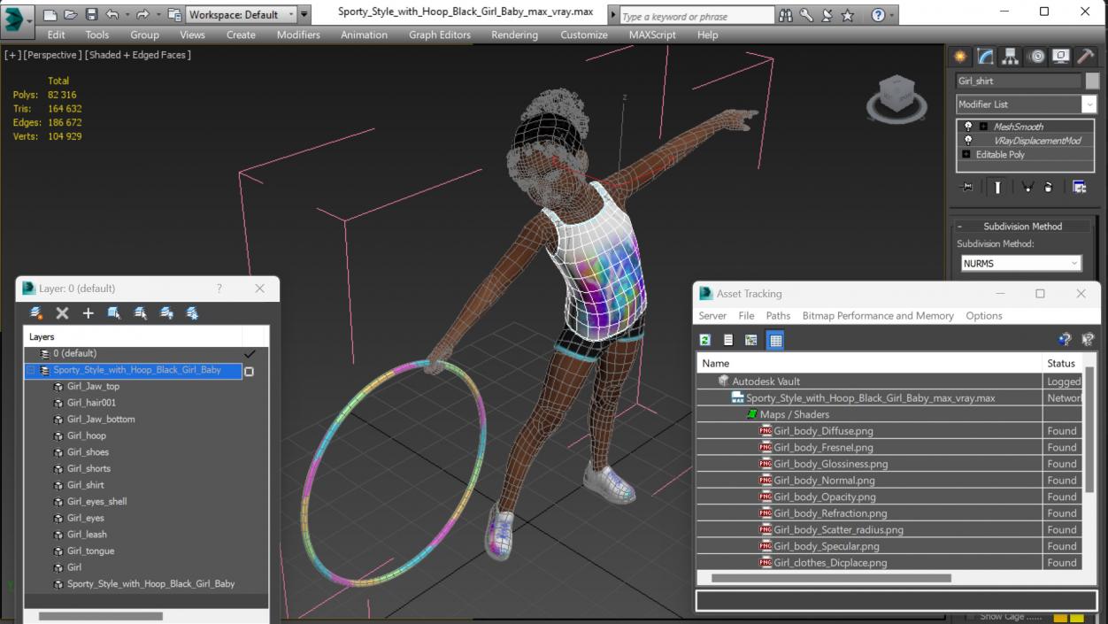 3D Sporty Style with Hoop Black Girl Baby model